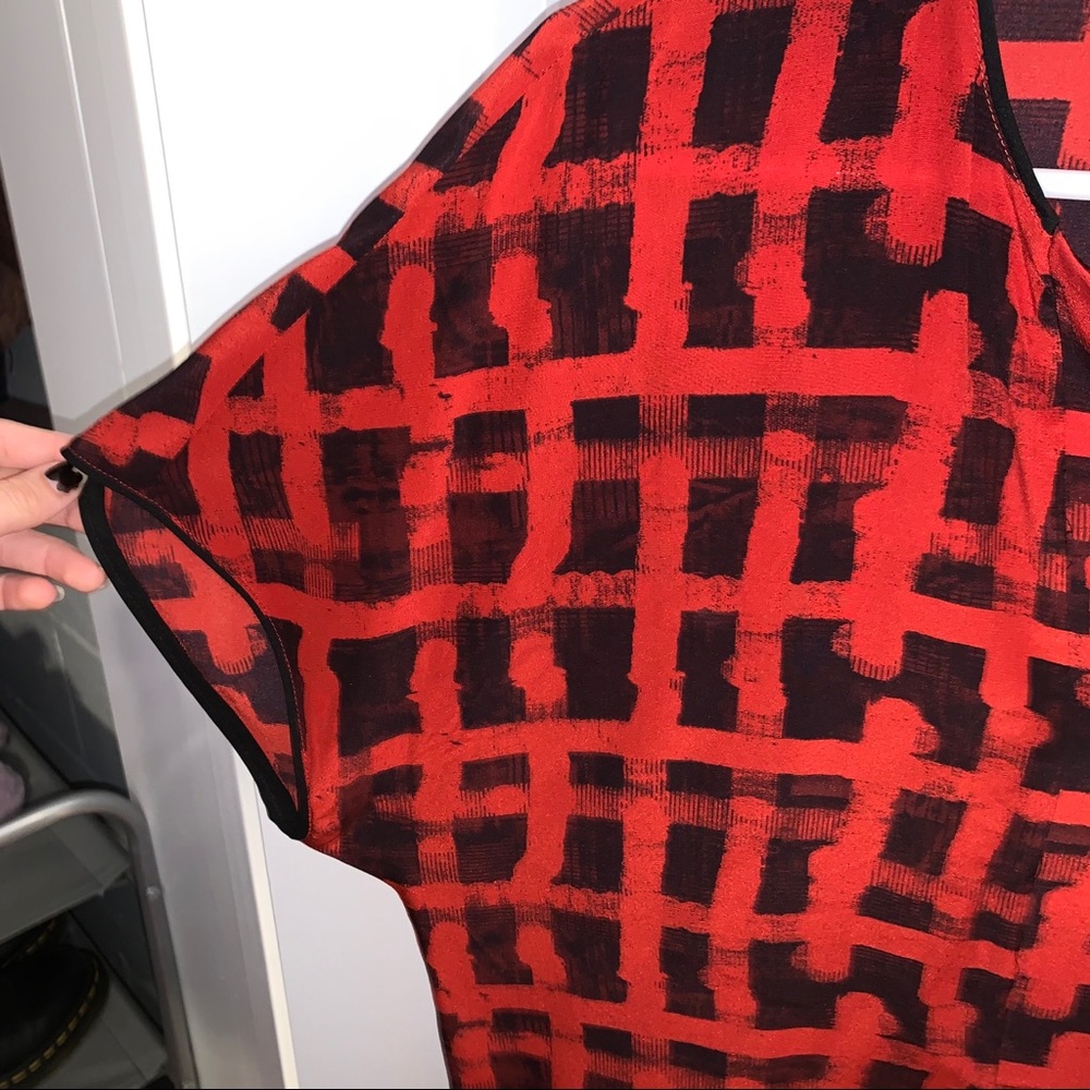 Lafayette 148 Red Patterned Blouse - image 3